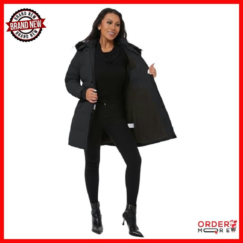 Women's Winter Puffer Coat with Removable Hood, Thick Insulation - Picture 7 of 8